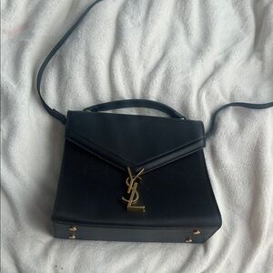 Yves Saint Laurent Black Shoulder Bag with Gold Logo